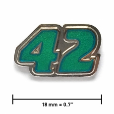 Épinglette «42» | Nickel, turquoise transparent