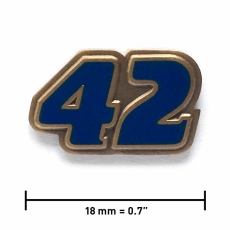 Lapel pin “42” | Antique gold, transparent blue