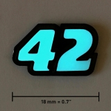 Lapel pin “42” | Black nickel, glows in the dark